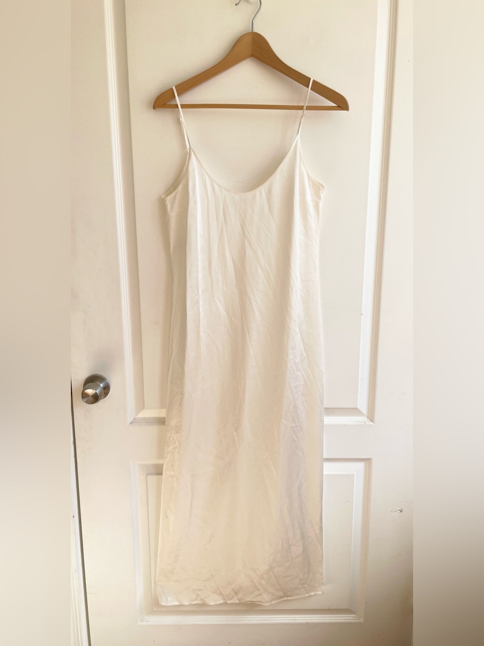 La Perla Silk Dress White Back Slit Bridal Get Ready Slinky Slip Size XS